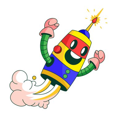 Bir roket mumu gösteren düz biçim illüstrasyon