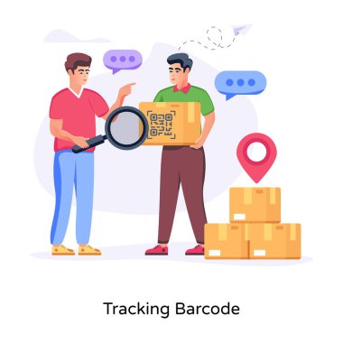 Barkod düz illüstrasyonunu izle.