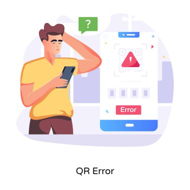 QR hatasının premium düz çizimini indir