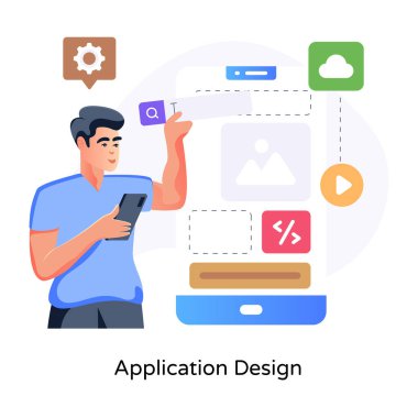 Uygulama tasarımının kullanışlı düz bir çizimi