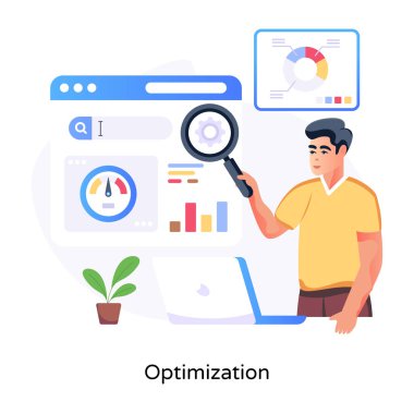 Optimizasyonun düz illüstrasyonunu kullanmaya hazır