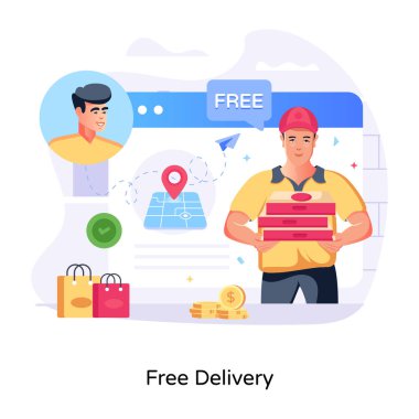 Serbest teslimatı gösteren düz bir vektör