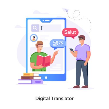 Dijital çevirmenin kullanışlı düz bir illüstrasyonu