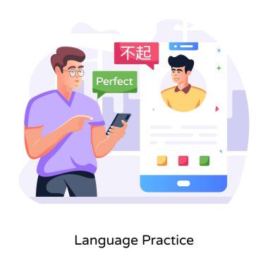 Dil uygulamasının modern düz çizimi