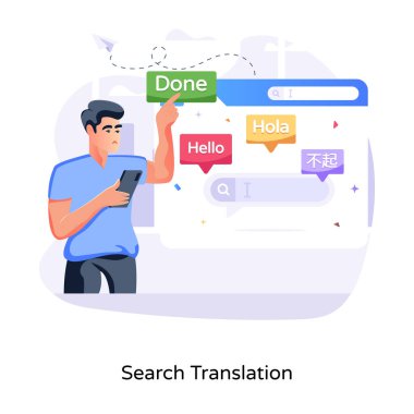 Arama çevirisi düz illüstrasyonuna bakın