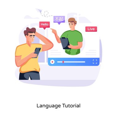 Dil eğitiminin büyüleyici bir düz çizimi