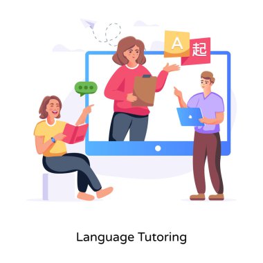 Dil derslerinin büyüleyici bir düz çizimi