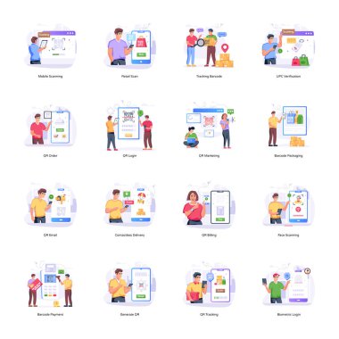 Barkod Tarama Düz Çizimler Paketi