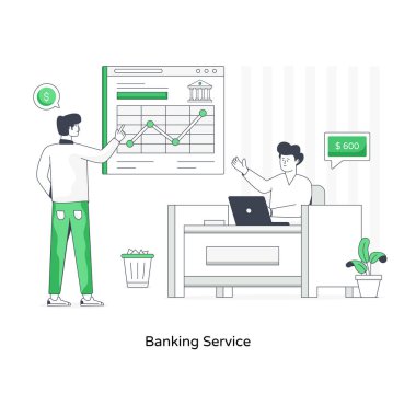 Bir bankacılık hizmeti düz illüstrasyon tasarımı