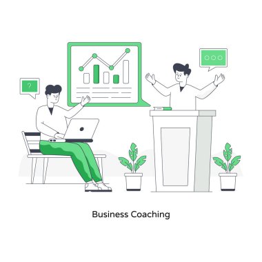 Düz stil ile iş koçluğu illüstrasyonu