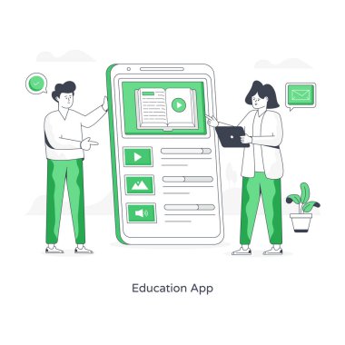 Bir eğitim uygulaması, düz modern illüstrasyon