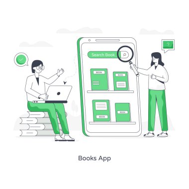 Kitap uygulamasının modern illüstrasyonu