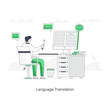 Dil çevirisinin karakter illüstrasyonu