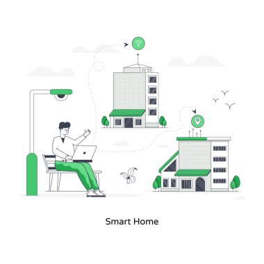 Akıllı ev modern düz tasarımın bir vektörü
