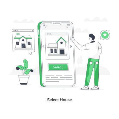 Ev seç, düz düzenlenebilir resimleme