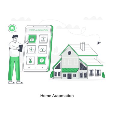 Ev otomasyonu düz illüstrasyon vektörü