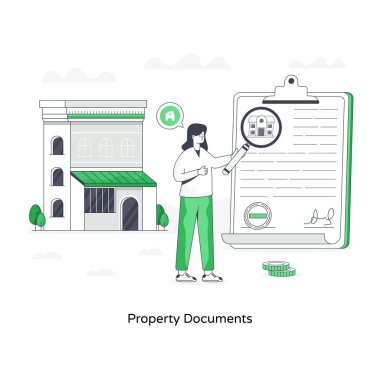 Mülkiyet belgelerinin yassı modern vektörü