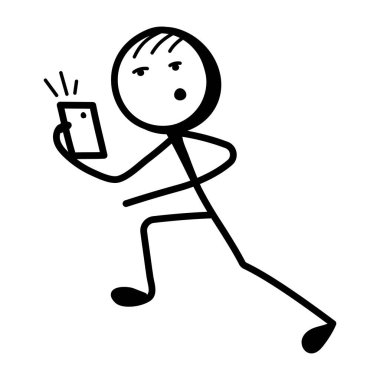 Akıllı telefon kullanıcısı el çizimi simgesi, çubuk şekli