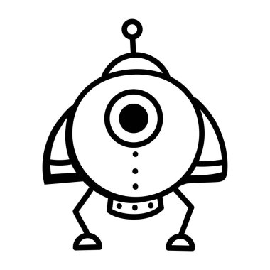 Uzay robotunun ustalıkla çizilmiş karalama simgesi