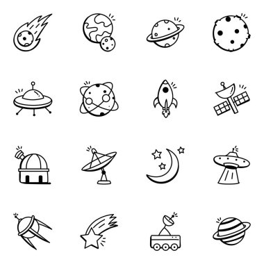 Set of Space Hand Drawn Icons