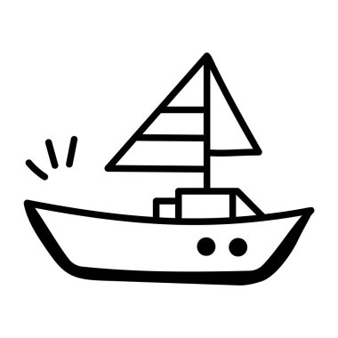 Su taşımacılığı, el çizimi yatın simgesi.