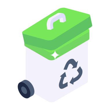 Vektör biçiminde bir çöp kutusunun izometrik simgesi