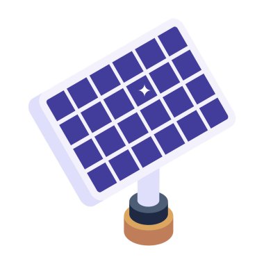 Güneş panelinden yenilenebilir enerji, izometrik simge