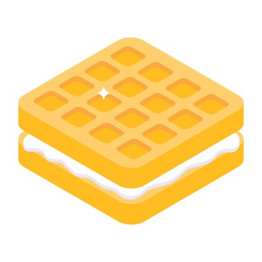 Kremalı bisküvinin modern izometrik simgesi