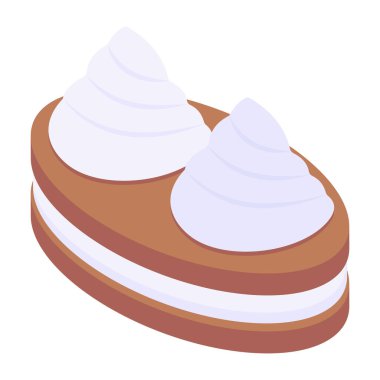Kremalı tatlı izometrik ikon indirmesi