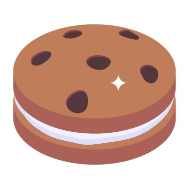 Kremalı kurabiyelerin modern izometrik simgesi