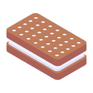 Waffle düzenlenebilir izometrik vektörünün simgesi