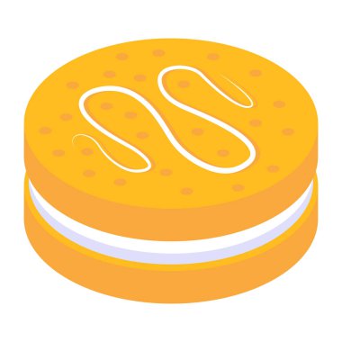 Kremalı bisküvinin son moda izometrik simgesi