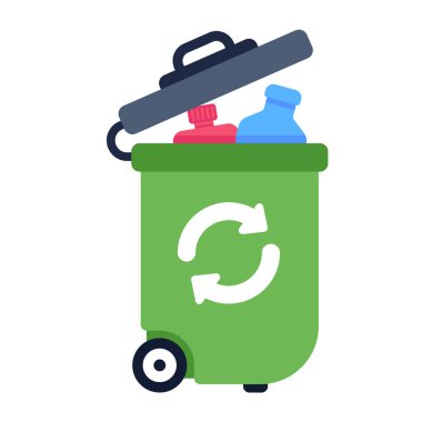 Vektör biçiminde bir çöp kutusunun izometrik simgesi