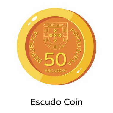 Escudo madeni parasının düz simgesi olarak tasarlandı