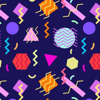 Beyaz arkaplan vektörü üzerinde bir memphis tasarım deseni