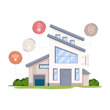 Ev teknolojisinin görsel olarak çekici düz bir çizimi