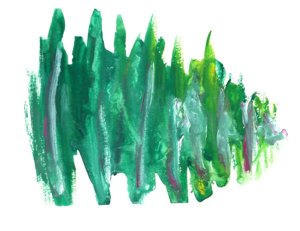 Acidente vascular cerebral abstrato aquarela verde no fundo branco. — Fotografia de Stock