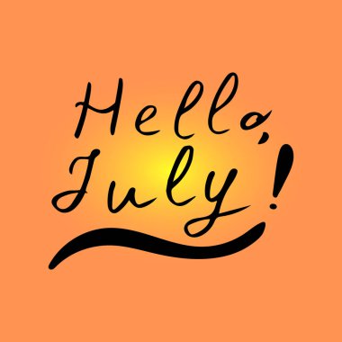 Merhaba July. Mektup. El çizimi çizimi. Vektör çizimi çizimi.
