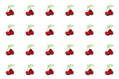 Taze kirazlı kusursuz desen. Suluboya resim.