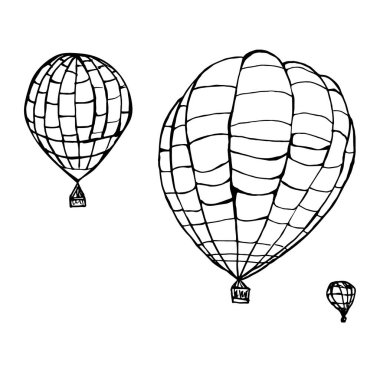Uçan Hava Balonları seti. Vektör hisse senedi çizimi. Özet.