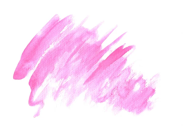 Aquarelle dessinée à la main coups de pinceau rose sur fond blanc. — Photo