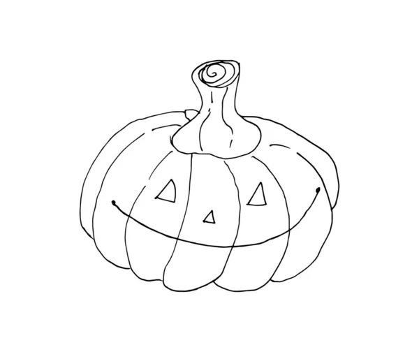 Smiling Pumpkin Doodle ilustración aislada sobre fondo blanco. — Archivo Imágenes Vectoriales