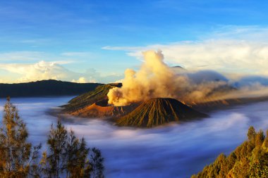 Mount Bromo, active volcano during sunrise. clipart