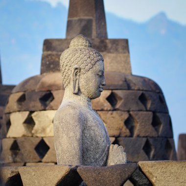 Borobudur, Yogyakarta, Indone tapınakta Buddist Buda heykeli