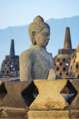 Borobudur, Yogyakarta, Indone tapınakta Buddist Buda heykeli