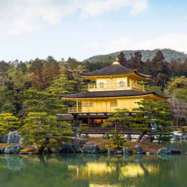 Kyoto, Japonya 'daki Kinkakuji Tapınağı (Altın Pavyon)