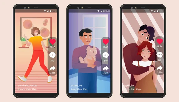  İnsanlar telefonlarıyla video çekiyor. Danslı, hayvanlı, sosyal ağlarda aşık videolar.