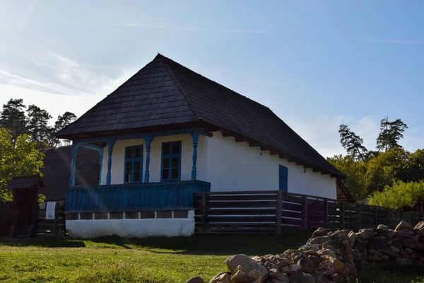 Casa Velha Autêntica Cultura Popular Romena Casa Com Telhado Telha — Fotografia de Stock