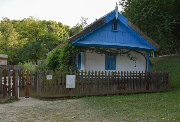 Bauernhaus Mit Schönen Dekorationen Die Typisch Für Die Lipovan Volksgruppe — Stockfoto