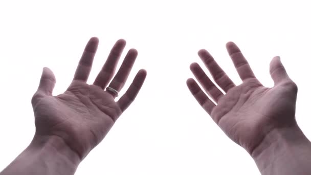Osoba Robi Gest Dłoni Jasnym Białym Tłem — Wideo stockowe